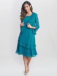 Gina Bacconi Lola Tiered Dress & Jacket, Teal