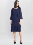 Gina Bacconi Lola Tiered Dress & Jacket, Navy