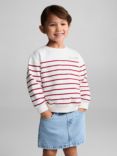 Mango Kids' Cora Cotton Stripe Sweatshirt, Natural White