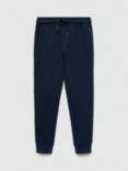 Mango Kids' Pique Cotton Jogger Trousers, Navy