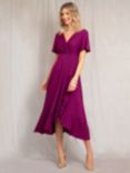 Alie Street Waterfall Faux Wrap Dress, Plum Wine