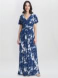 Gina Bacconi Emily Jersey Maxi Dress, Navy/White