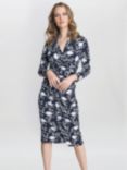 Gina Bacconi Linda Jersey Wrap Dress, Navy/White