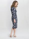 Gina Bacconi Linda Jersey Wrap Dress, Navy/White