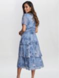 Gina Bacconi Cherie Floral Metallic Tiered Dress, Blue