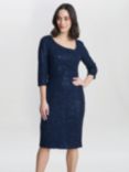 Gina Bacconi Cassandra Sequin Lace Dress, Navy