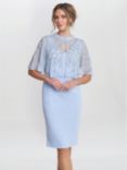 Gina Bacconi Monica Beaded Jacket Frill Neck Dress, Nordic Blue