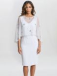 Gina Bacconi Vera Floral Beaded Cape Dress, Silver Mist