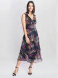 Gina Bacconi Nina Floral Sleeveless Dress, Black/Multi