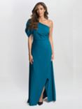 Gina Bacconi Tori Asymmetric Crepe Maxi Dress, Light Navy