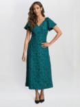 Gina Bacconi Claudina Jacquard Dress, Forest Green