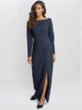 Gina Bacconi Amira Stretch Jacquard Maxi Dress, Navy