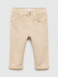 Mango Kids' Lima Cotton Stretch Trousers, Light Pastel Brown