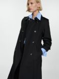 Mango Polana Trench Coat, Black