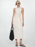 Mango Bacalar Tie Waist Dress, Light Beige