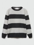 Mango Kids' Willy Striped Jumper, Charcoal