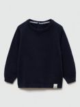 Mango Kids' Mauro Cotton Knitted Jumper, Navy