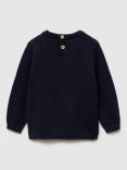 Mango Kids' Mauro Cotton Knitted Jumper, Navy