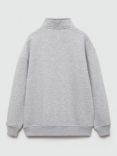 Mango Kids' Half-Zip Embroidered Sweatshirt, Medium Grey