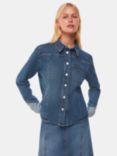 Whistles Patchwork Denim Shirt, Blue