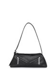 Whistles Seva Triple Zip Leather Shoulder Bag, Black