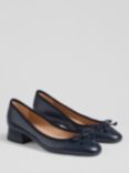 L.K.Bennett Aurelie Leather Bow Ballerina Courts, Navy