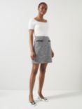 L.K.Bennett Charlie Tweed Mini Skirt, Black/Cream