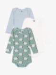 Petit Bateau Baby Cotton Bodysuits, Pack of 3, Multi