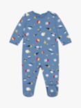 Petit Bateau Baby Brushed Fleece Space Print Sleepsuit, Beach/Multi