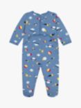 Petit Bateau Baby Brushed Fleece Space Print Sleepsuit, Beach/Multi