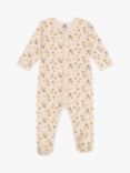 Petit Bateau Baby Floral Print Cotton Sleepsuit, Avalanche/Multi