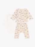 Petit Bateau Baby Three Piece Cotton Fleece Set, Avalanche/Multi