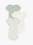 Petit Bateau Baby Cotton Bodysuits, Pack of 3, Multi