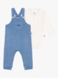 Petit Bateau Baby Cotton Dungaree and Bodysuit Set, Beach