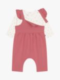 Petit Bateau Baby Top and Dungarees Set, Rosewood/Multi