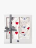 Petit Bateau Baby Heart Print Bodysuit & Sleepsuit Gift Set, White/Multi