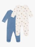 Petit Bateau Baby Cosy Velour Sleepsuits, Pack of 2, Multi