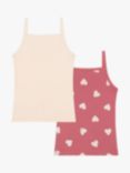 Petit Bateau Kids' Cotton Fine Strap Vests, Pack of 2, Pink/Cream