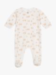 Petit Bateau Baby Bird Print Cotton Sleepsuit, Marshmallow/Multi