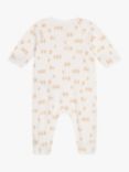 Petit Bateau Baby Bird Print Cotton Sleepsuit, Marshmallow/Multi