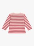 Petit Bateau Baby Breton Stripe Cotton Top, Rosewood/Avalanche