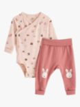 Lindex Baby Forest Bodysuit and Trousers Set, Dusty Pink