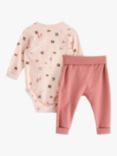 Lindex Baby Forest Bodysuit and Trousers Set, Dusty Pink