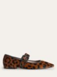 Boden Vic Leather Leopard Chisel Toe Mary Janes, Brown/Multi