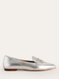 Boden Leather Pointed Loafers, Silver