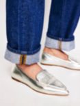 Boden Leather Pointed Loafers, Silver