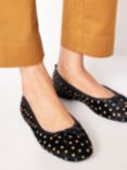 Boden Kitty Leather Polka Dot Ballet Pumps, Black/Camel