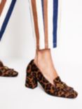 Boden Iris Ghillie Leopard Heeled Courts, Tan/Multi