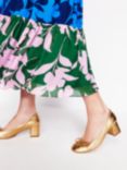 Boden Block Heeled Ballerina Pumps, Gold