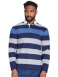 Raging Bull Irregular Stripe Rugby Shirt, Denim Blue/Multi